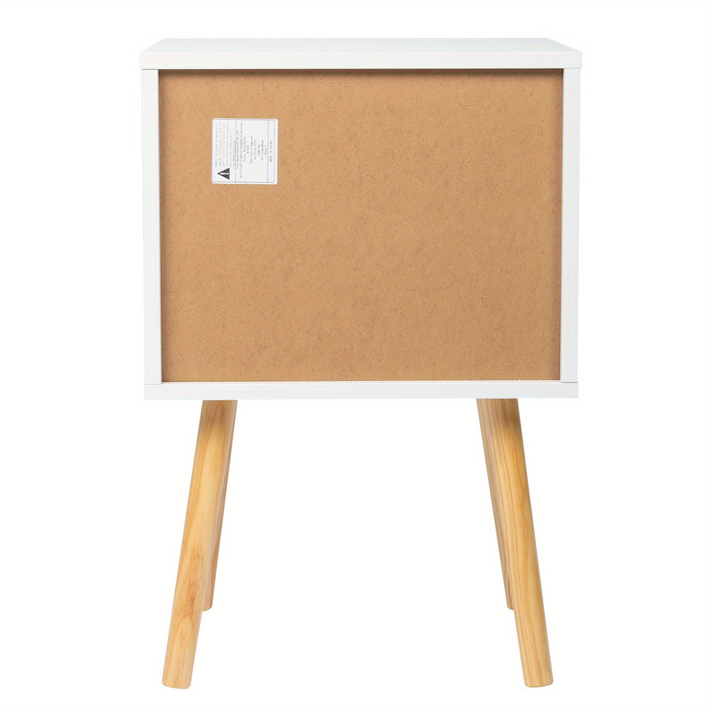 2pcs Modern White Bedside Cabinets\u002FNightstands with Two Drawers - Space-Saving MDF Spray Paint & Solid Wood, High- Bedside Tables ( Assembly, White Wood Color) for Small Bedrooms, 15.75x11.81x23.62inch