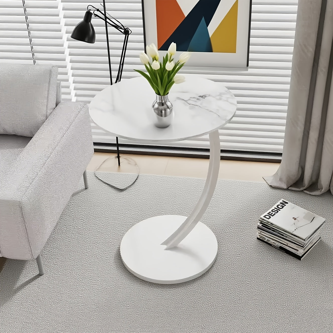 Premium Modern Wrought Iron Side Table - Minimalist Aesthetic with Delicate Lines, Combines Sofa End Table and Coffee Table Functions, Versatile for Bedroom and Living Room, Compact Design with Ample Storage for Coffee and Decor