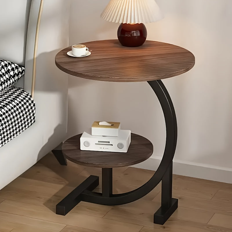 Premium Modern Wrought Iron Side Table - Minimalist Aesthetic with Delicate Lines, Combines Sofa End Table and Coffee Table Functions, Versatile for Bedroom and Living Room, Compact Design with Ample Storage for Coffee and Decor