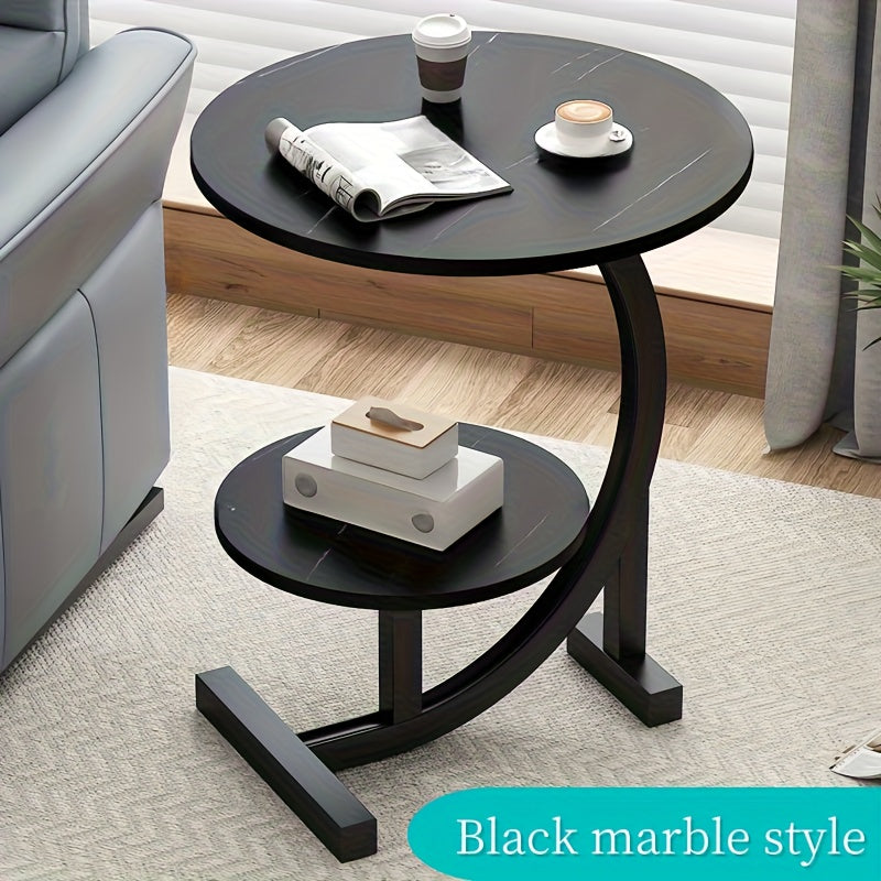 Premium Modern Wrought Iron Side Table - Minimalist Aesthetic with Delicate Lines, Combines Sofa End Table and Coffee Table Functions, Versatile for Bedroom and Living Room, Compact Design with Ample Storage for Coffee and Decor