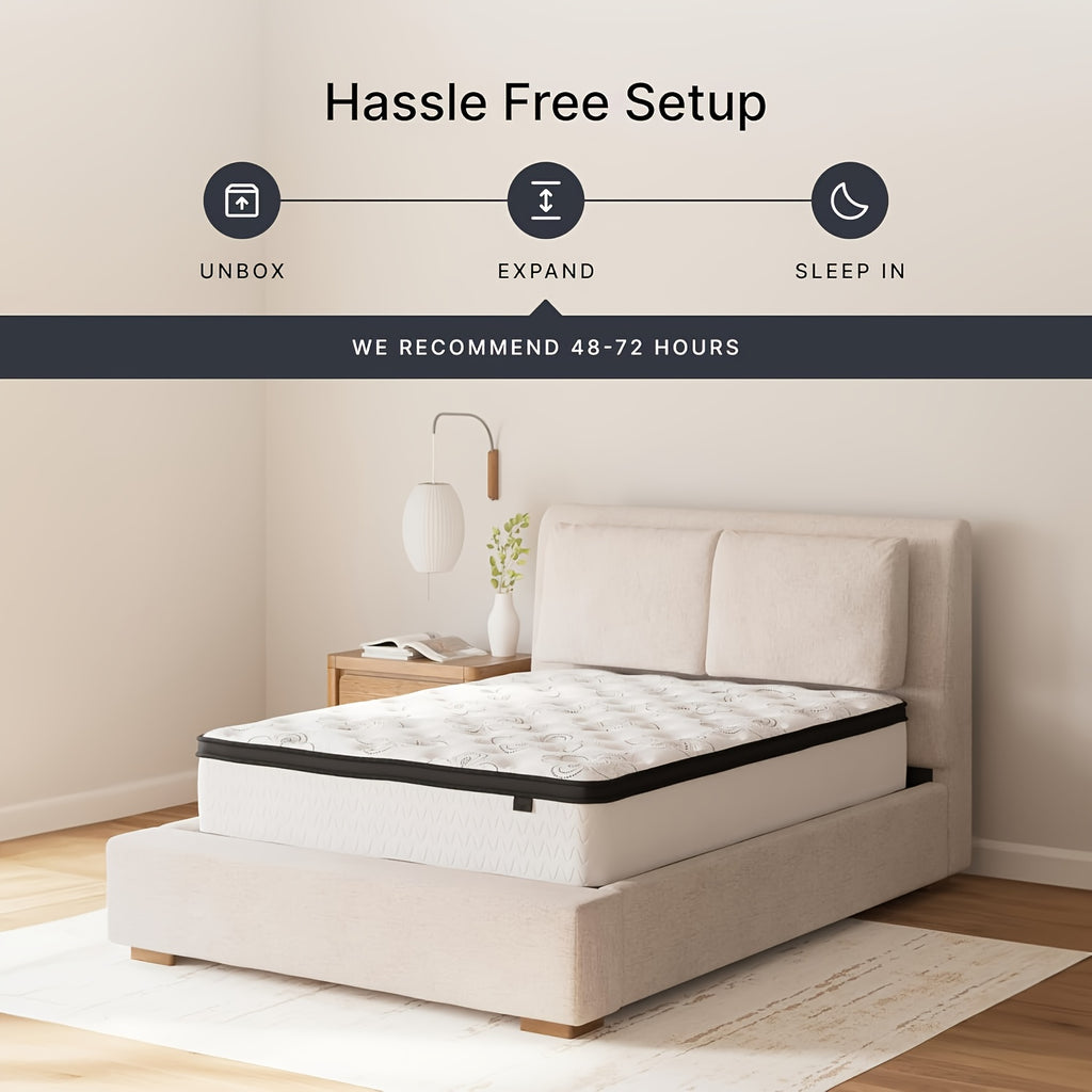 12 Inch Boxed Memory Sponge Independent Pocket Spring Mixed Large Mattress, Moderate Comfort with Best Lumbar Support for a Perfect Sleep Environment, Available in Twin, Full, Queen, King Options, Medium Firm Mattress, Supportive Sleep Surface