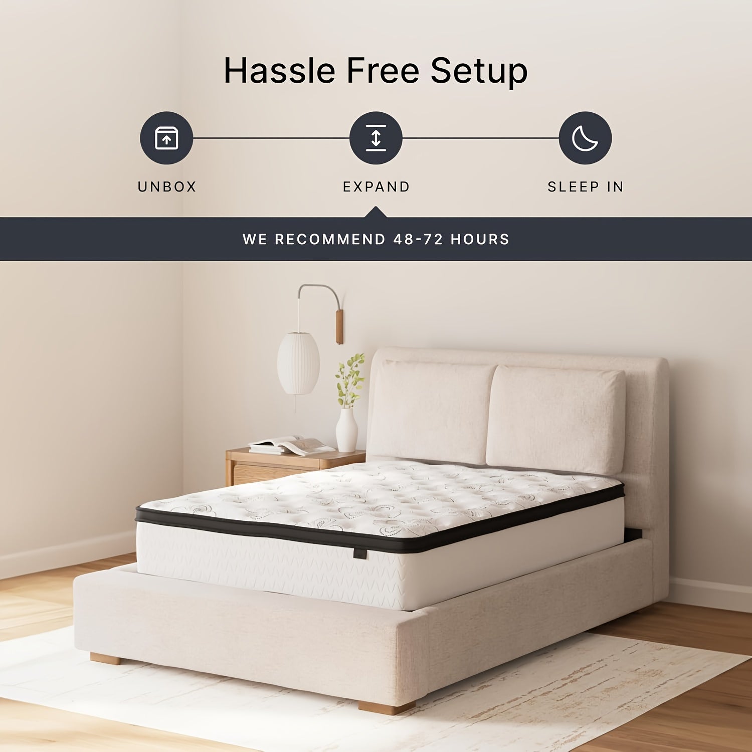 12 Inch Boxed Memory Sponge Independent Pocket Spring Mixed Large Mattress, Moderate Comfort with Best Lumbar Support for a Perfect Sleep Environment, Available in Twin, Full, Queen, King Options, Medium Firm Mattress, Supportive Sleep Surface