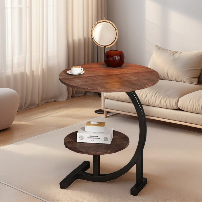 Premium Modern Wrought Iron Side Table - Minimalist Aesthetic with Delicate Lines, Combines Sofa End Table and Coffee Table Functions, Versatile for Bedroom and Living Room, Compact Design with Ample Storage for Coffee and Decor