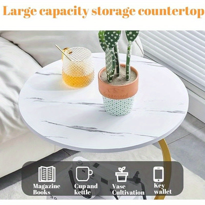 Premium Modern Wrought Iron Side Table - Minimalist Aesthetic with Delicate Lines, Combines Sofa End Table and Coffee Table Functions, Versatile for Bedroom and Living Room, Compact Design with Ample Storage for Coffee and Decor